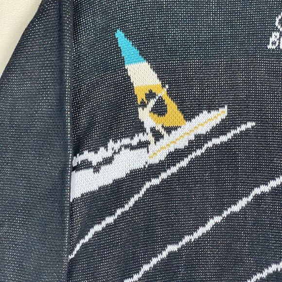 Duvin Sweater Mens L Black Beach Club Knit Pullover Two Sided‎ Graphic Design - Picture 7 of 14